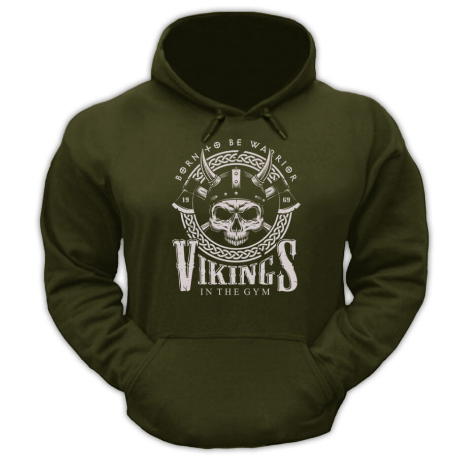 Bebak Classic Men's Viking Gym Hoodie Poly/Cotton Military Green
