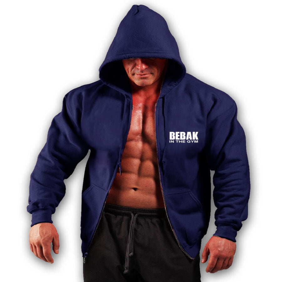 Bebak Classic Mens Zipper Gym Hoodie Poly/Cotton Navy