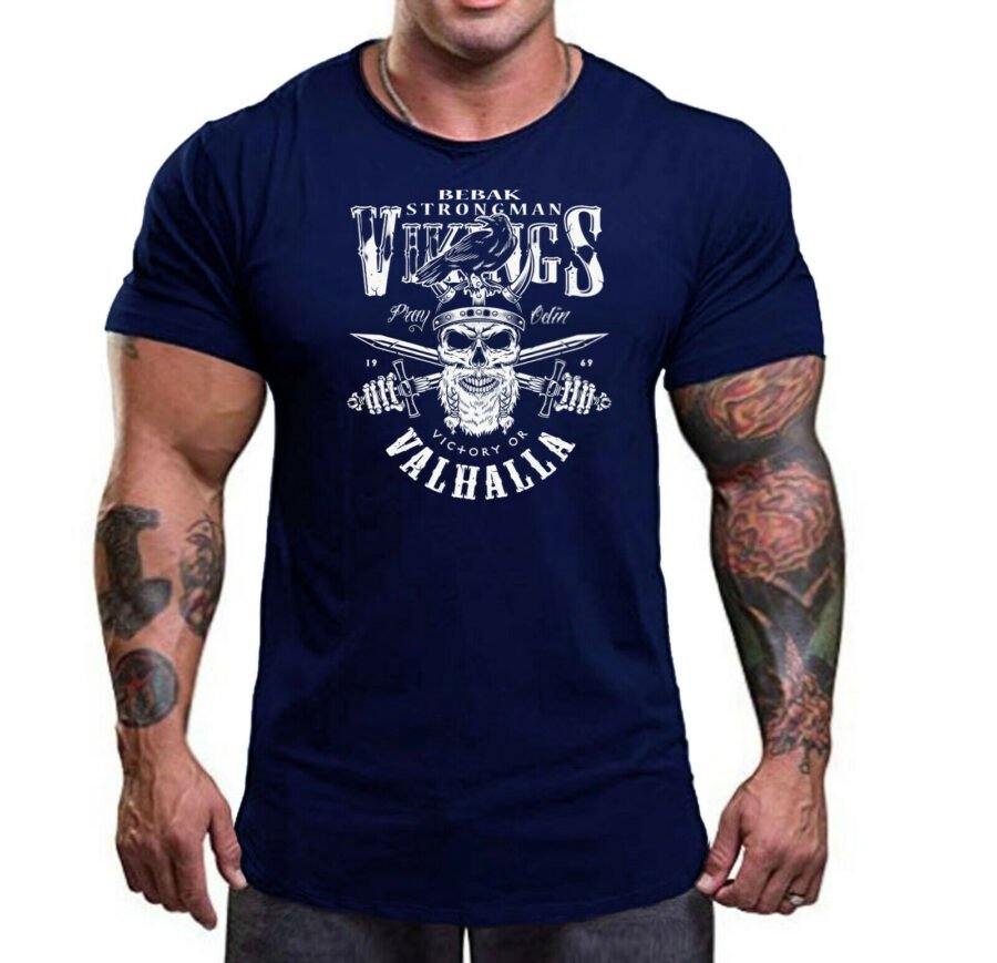 Viking Strongman T Shirt Navy - Image 2